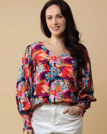 Charlo Tamara V Neck Top - Floral